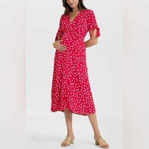 Red Floral Maternity or Non-Maternity or Nursing Dress